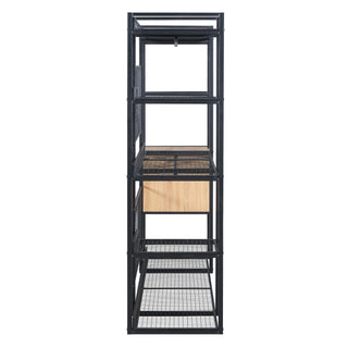 Open-Style Wardrobe with Hanging Rails, Shelves and Drawers, Black