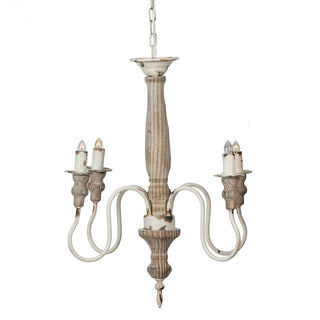 4 - Light Wood Chandelier, Hanging Light Fixture with Adjustable Chain for Kitchen Dining Room Foyer Entryway, Bulb Not Included