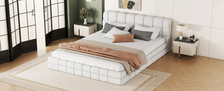 Queen Size Upholstered Platform Bed, White