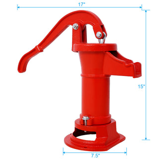 Operated 25 ft. Antique Pitcher Hand Water Pump, Red