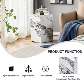 Modern white MDF + sticker material, cube fashion texture design coffee table, suitable for various situations and scenes, is a good choice for home decoration.