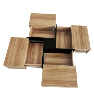 ON-TREND Unique Design Coffee Table with 4 Hidden Storage Compartments, Extendable Sliding Tabletop, UV High-Gloss Square Cocktail Table for Living Room, 31.5"x31.5"