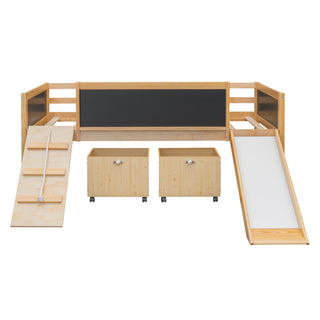 Twin size Loft Bed Wood Bed with Two Storage Boxes - Natrual ( old sku: LP000075AAM )