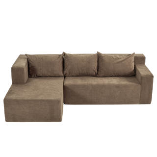 Modular Sectional Couch, Modern L-Shape Sectional Sofa with Chaise Lounge, Comfy Snow Velvet Fabric Corner Sofa Couch, Upholstered Couch for Living Room, Bedroom, Apartment