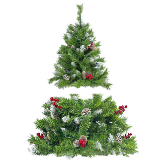 Pre-lit Xmas Tree Artificial Christmas 4-Piece Set, Garland, Wreath and Set of 2 Entrance Trees X-mas with Led Lights, Christmas Tree