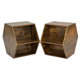 47.24'' Hexagonal Coffee Table Side Table Nightstand Antique Wood 2PCS