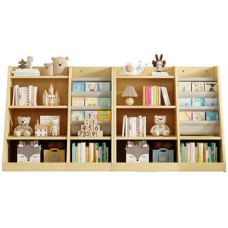 Wooden Toy Storage Organizer Cabinet Natural/ Wood Kids Bookshelf  Children Bookcase Toddler Baby Sling Book Rack Adjustable Shelf for Playroom Bedroom Nursery Hallway School Kindergarten Living room