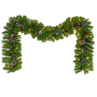 Pre-lit Xmas Tree Artificial Christmas 4-Piece Set, Garland, Wreath and Set of 2 Entrance Trees X-mas with Led Lights, Christmas Tree