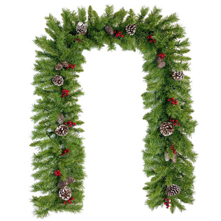 Pre-lit Xmas Tree Artificial Christmas 4-Piece Set, Garland, Wreath and Set of 2 Entrance Trees X-mas with Led Lights, Christmas Tree