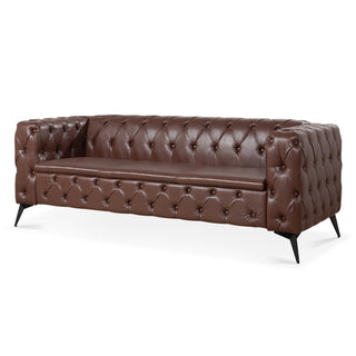 84.06" Traditional 3-Seater Sofa, Square Arm Design with Removable Cushions, Comfortable Living Room Furniture