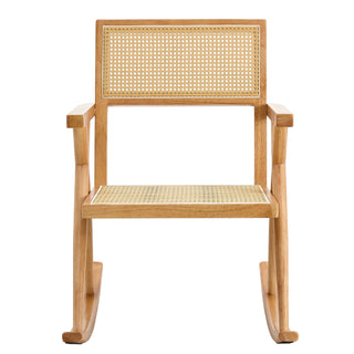 Solid Wood and Imitation Rattan Rocking Chair for Indoor and Outdoor Relaxation, Perfect for Balconies, Gardens, and Camping Sites