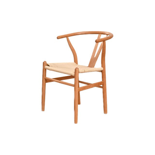 Natural Solid Wood Wishbone Design Backrest Chair with Canvas Seat for Dining Room and Kitchen