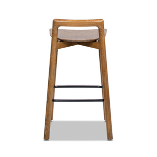 Sven 26.5" Modern Minimalist Low Back Wood Counter Stool, Dark Brown Walnut