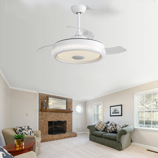 42in. Modern Invisible Ceiling Fan, 3 ABS Blades, Reversible DC Motor, 36W Led, Remote & App Control, etl Certified