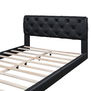 Queen Size Tufted Upholstered Platform Bed, Black