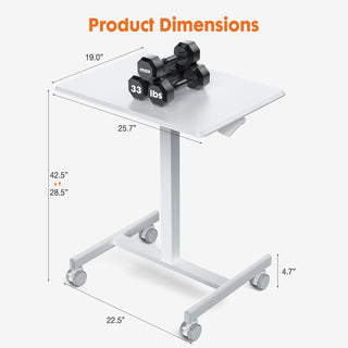 Sweetcrispy Small Mobile Rolling Standing Desk, Rolling Desk Laptop Computer, Cart for Home