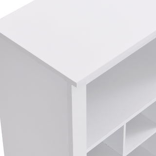 ON-TREND Stylish Design 30 Shoe Cubby Console, Contemporary Shoe Cabinet with Multiple Storage Capacity, Free Standing Tall Cabinet with Versatile Use for Hallway,  Bedroom, White