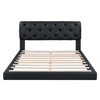 Queen Size Tufted Upholstered Platform Bed, Black