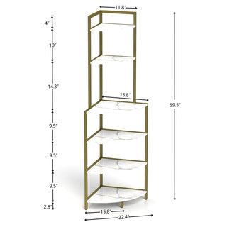 6-Tier Corner Open Shelf Modern Bookcase Wood Rack Freestanding Shelving Unit – Sturdy Space-Saving Stand for Living Room, Home Office, Kitchen, and Small Spaces