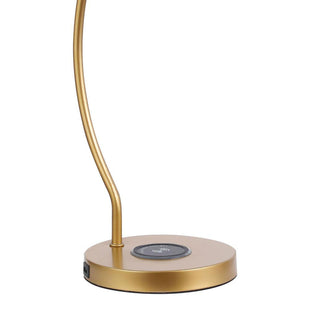 Gold Dome Shade Table Lamp with Curved Neck