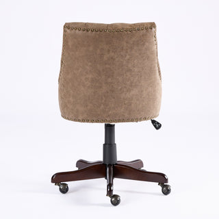 A&A Furniture,Medieval Retro Style Sheepskin Pattern Fabric Home Office Chair with Lift, Swivel and Recline Functions,Brown color