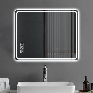 40x32 Inch LED Bathroom Mirror, Wall Mounted Vanity Mirror with Front Lights, Anti-Fog Frameless Makeup Mirror, Copper-Free Silver, Horizontal or Vertical Orientation