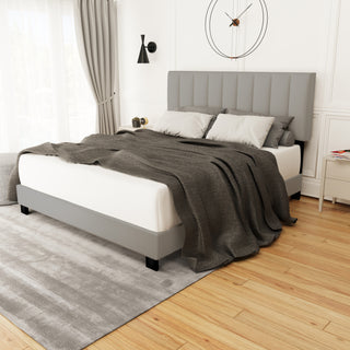 LINEN QUEEN SIZE ADJUSTABLE HEADBOARD UPHOLSTERED BED FRAME THE COMBINATION OF MODERN AND VINTAGE MAKES THE WHOLE VISUAL EFFECT MORE EXQUISITE