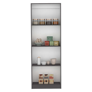 Home Bookcase with 4-Shelf Modern Display Unit for Books and Decor -Matt Gray / White -Office