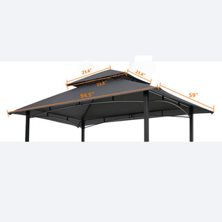 8x5Ft Grill Gazebo Replacement Canopy, Double Tiered Bbq Tent Roof Top Cover