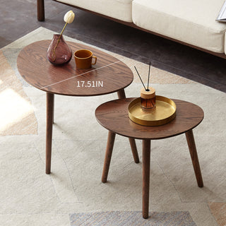 (SINGLE) Center Table Low Table 100% Solid Oak Wood Top Plate Desk, Pebble Shaped Natural Wooden Coffee Table, 58x40x85 cm, Easy to Assemble, Work from Home Desk