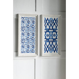 Set of 2 Blue and White Hanging Sculptures - Modern Wall Art Decor, 12.5" x 24.5"