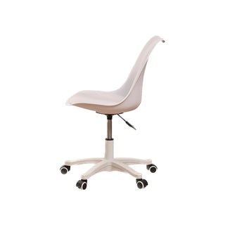 Armless Office Chair - Ergonomic Small Computer Desk Chair with Wheels, Adjustable Rolling Swivel Task Chair for Small Spaces (White)