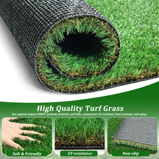 6.5FTX13FT Outdoor Artificial Grass Runner Rug, Thick Realistic Fake Grass Roll Decor Patio Balcony Garden Lawn, Dog Pets Turf Drain Mat, 1.38" Pile Height