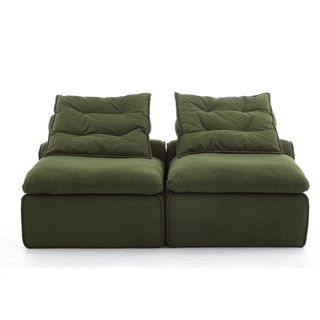 [NEW ARRIVED] [VIDEO PROVIDED]Modular Sofa,No Armrests,At will DIY,Soft Corduroy Fabric,Neck Pillow-Back Lounge Sofa Chair,Reading Nook, or Apartment Living, Lumbar Pillow,2 Seats,Upholstered,Green