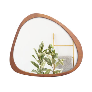 Solid Wood Mirror 45 Inch – Asymmetrical Wall Mirror with Wooden Frame, Large Dressing Mirror for Living Room, Bedroom, Bathroom, Hallway, or Entryway