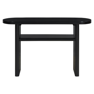 TREXM Elegant Minimalist Console Table with Rounded Edges and Sturdy Shelf Design for Entryway, Living Room(Black)