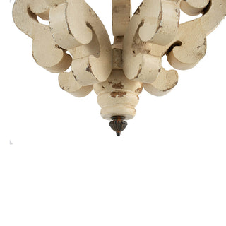 Farmhouse Chandeliar, Distressed White Pendant French Country Wood Chandelier for Living Room Foyer, Bulb Not Included