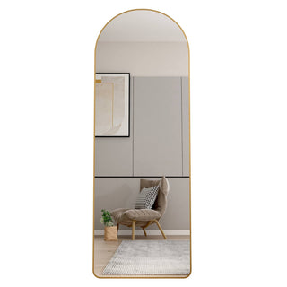 The 3rd generation aluminum alloy metal frame arched floor mounted wall mirror, upgraded in quality, bathroom makeup mirror, bedroom entrance, clothing store, gold 65 "* 23 "W1151121956