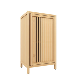 Bathroom Bamboo Storage Cabinet, Freestanding Floor Cabinet with Door and Shelf for Bathroom, Living Room, Bedroom, Hallway, Kitchen – Space-Saving and Stylish