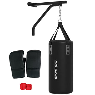 Soozier Unfilled Punching Bag for Adults, Heavy Bag Wall Mount Set with Bracket, Boxing Gloves, Hand Wraps, and 360° Swivel Hook for Muay Thai and MMA Training