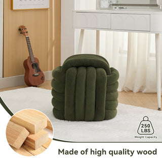 060-Chenille Fabric Modern Knot Design Ottoman Makeup Stool Footstool, Comfortable and Stylish Seat for Living Room, Bedroom,Green