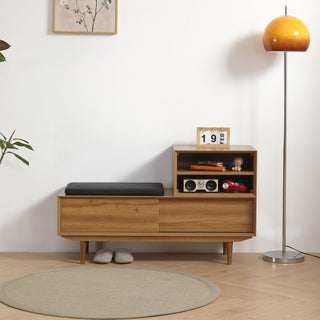 ANTIQUE HALLWAY BENCH CABINET IN OAK COLOR