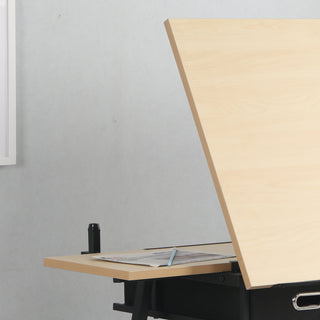 Adjustable drafting table with 2 drawers and stool (wood) for home office and school