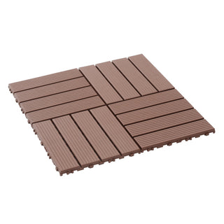 Plastic Interlocking Deck Tiles, 44 Pack, 11.8" x 11.8" Square, Waterproof Outdoor All-Weather Patio Decking Tiles for Poolside, Balcony, Backyard ,Dark Brown