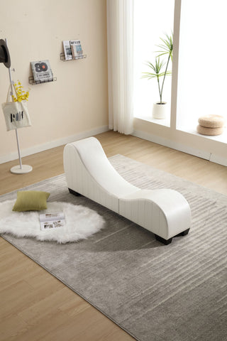 Factory Direct Yoga Chaise Lounge Collection for Stretching and Relaxation, Modern Faux Leather Curved Sofa, Living Room and Bedroom Accent