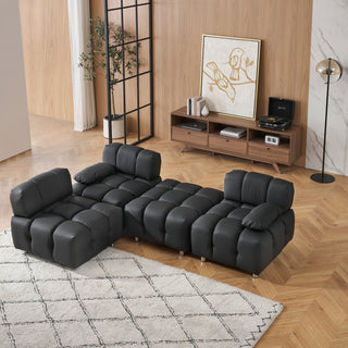 90.60-Inch Technology Cloth Black Sofa, Waterproof, Stain & Cat Scratch Resistant, Space-Saving Comfortable Sofa for Apartment Bedroom