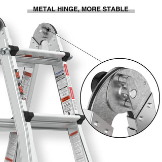 22ft Aluminum Multi-Position Ladder with Wheels, 300 lbs Weight Rating