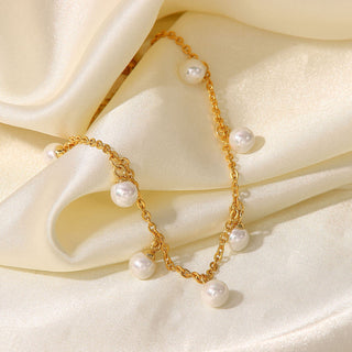 Pearl 18K Gold-Plated Charm Anklet