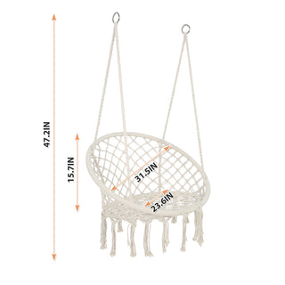 Hammock Chair Macrame Swing, 330 lb Max, Hanging Cotton Rope for Indoor/Outdoor