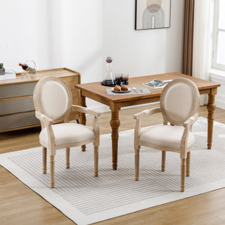 French Style Solid Wood Dining Chair,Set of 2,Cream